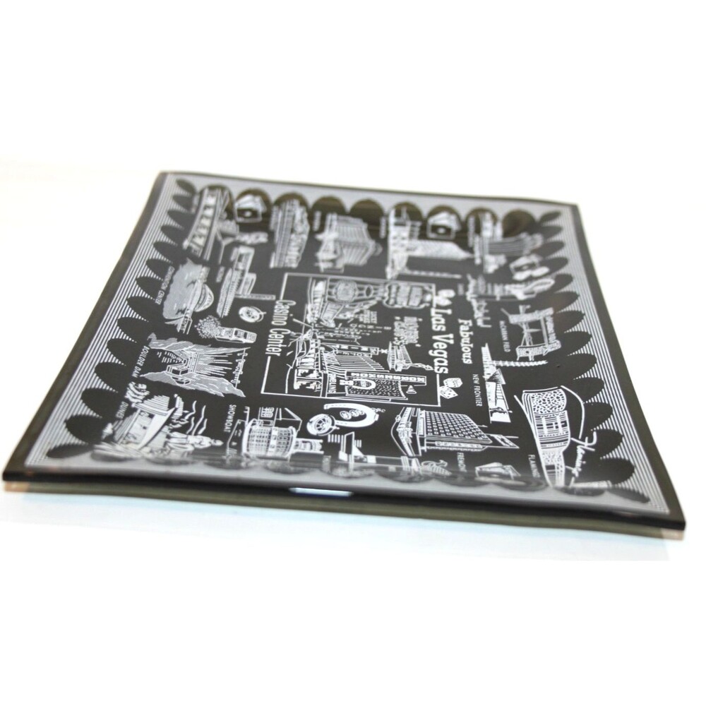 Mid Century Antique Black Fabulous Las Vegas Casino Center Glass Plate Flamingo - Picture 7 of 8